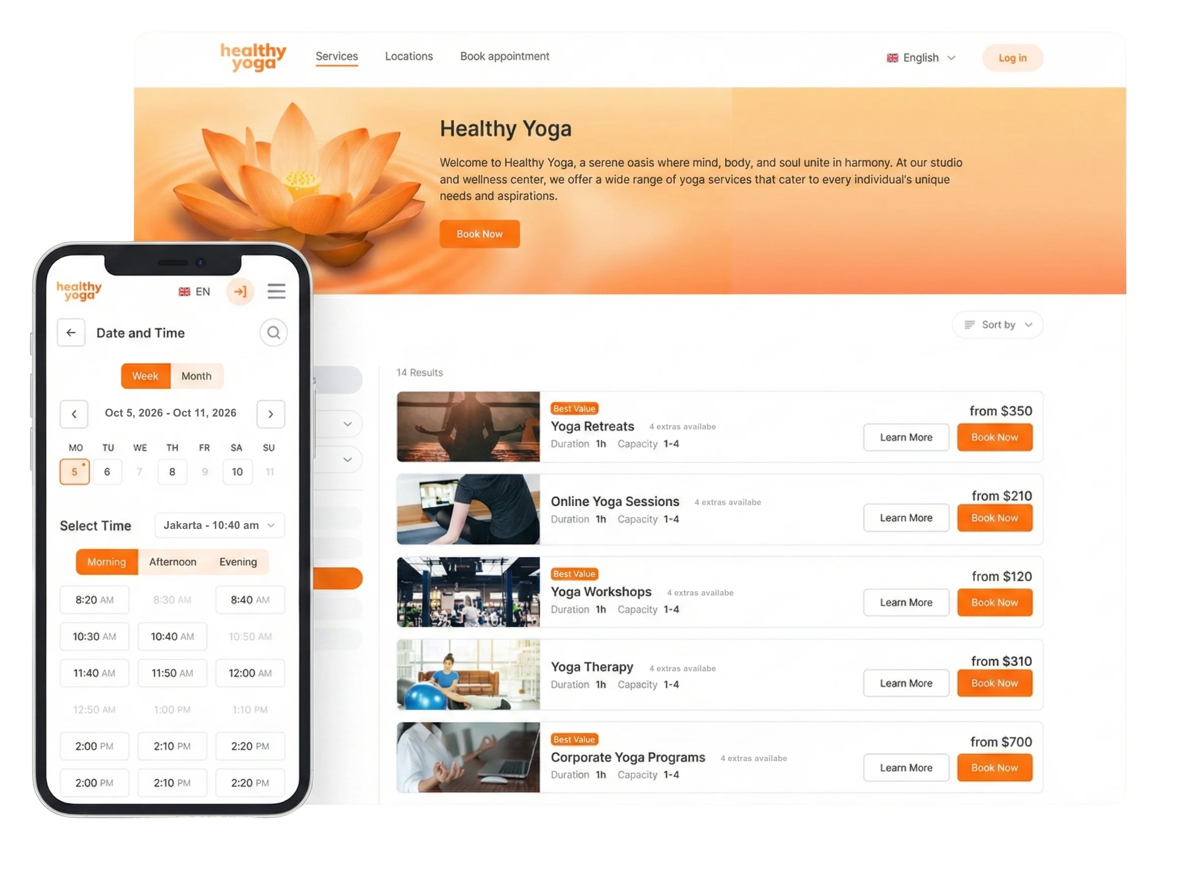 phone and desktop scheduling mockup